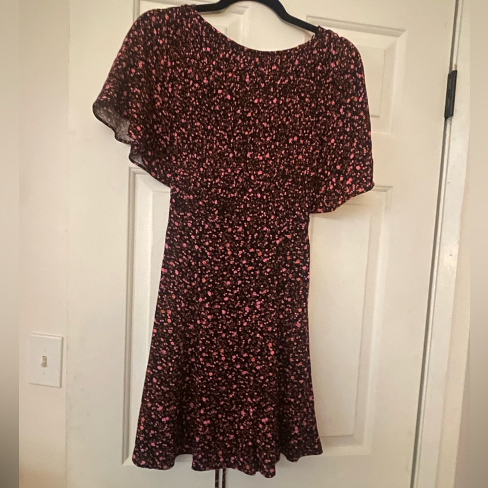 Free People Black and Pink Floral Mini Dress